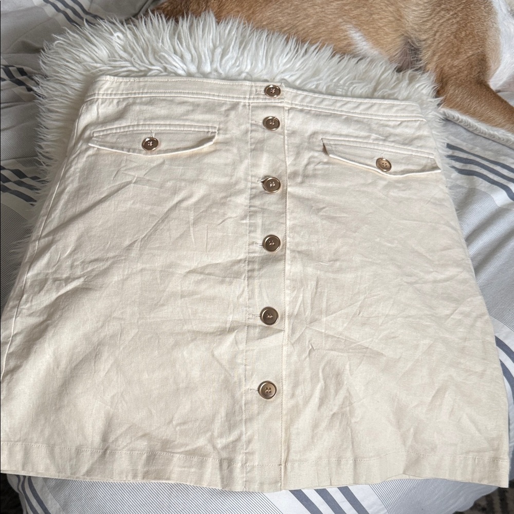 J crew Cream Button-Front A Skirt